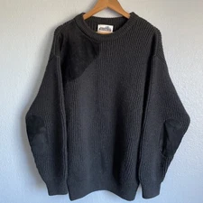 Bugaboo Knit Ribbed Black Wool Pullover Crew Neck Sweater Men's Size 42 Padded
