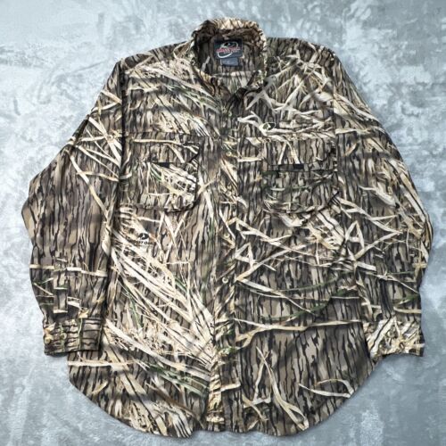 Mossy Oak Apparel Shirt Mens Sz Large Hunting Camo Shadow Grass Long ...