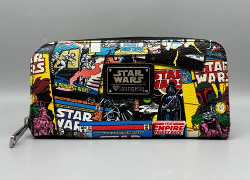 STAR WARS Loungefly Darth Vader Mandalorian Princess Leia Comic Book Wallet NWOT