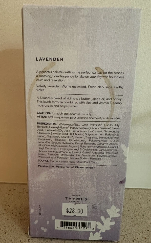 Лосьон для тела Lavender Thymes 9,25 унции новый в коробке - Изображение 2 из 2