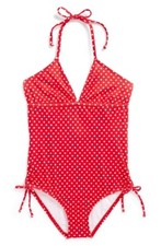 SPLENDID 140090 Girl's Red 'Polka Dot' One-Piece Swimsuit Sz 10