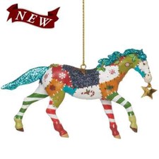 Holiday Patchwork Painted Pony Ornament