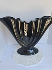 VTG Haeger Retro Large Black Winged Fan Vase 13"H 3660 USA