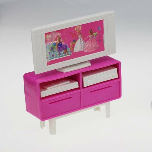 Plastic Play TV Stand Cabinet 1/6 Scale For Doll's Toys Dollhouse Furniture - Picture 2 of 2