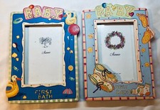 Baby First Bath / First Steps Picture Frame 4x6 2 Frames Vintage. B8