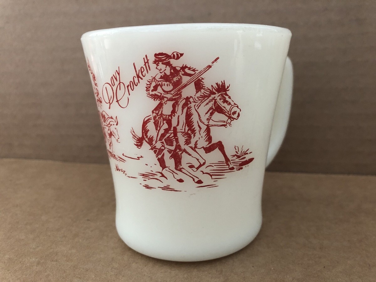 カップ・オブ・グッド・フォーチュン　ホワイトティー フォートナム&メイソン Vintage DAVY CROCKETT Fire King Milk Glass Coffee Mug Cup COWBOY