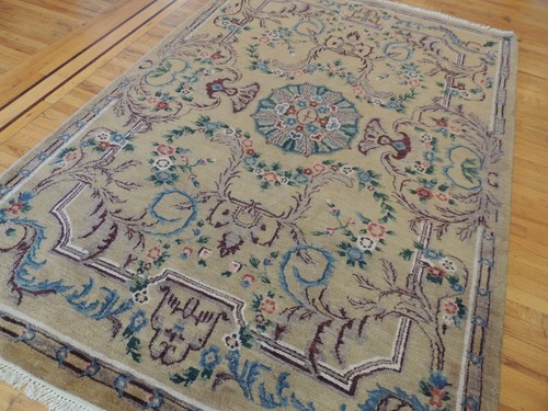 6x9 6x8 French design Oriental Area rug wool Beige Blue Burgundy Gray - Picture 11 of 12