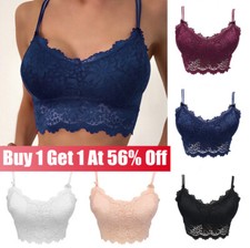 Women's Lace Floral Bralette Bralet Bra Bustier Vest Crop Tops Cami Tank M L