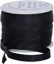 Threadart 100% Pure Silk Ribbon - 4mm Black  - No. 002- 10 Meters