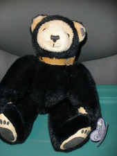 Annette Funicello Bear Black  Tan Plush Bear 12" Jointed EUC with Tags P17A 
