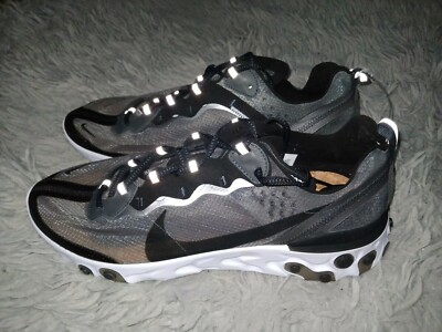 Nike React Element 87 Anthracite Black Running Shoes AQ1090-001 Mens 15