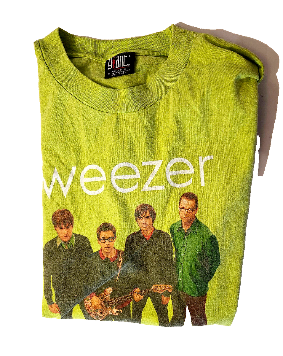 WEEZER Vintage Shirt Sz LG Tee T-Shirt S/S Lime Green | eBay
