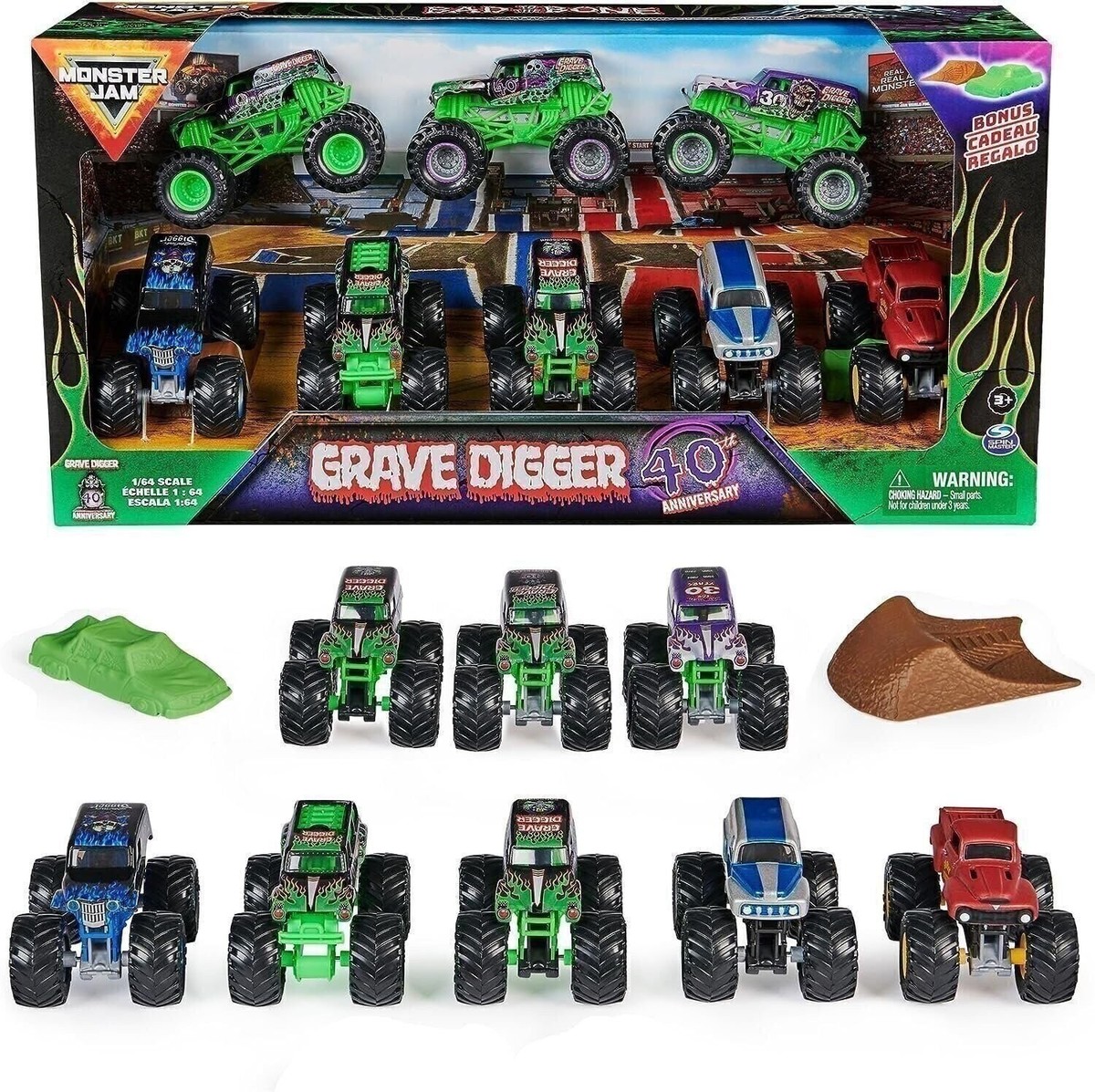 Monster Jam 8個セット割 Monster Jam Grave Digger 40th Anniversary 8-Pack 1:64