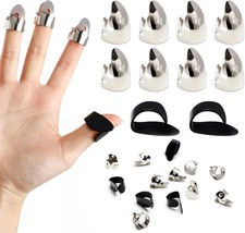 12PCS Banjo Finger Picks Thumb Pick Set, Including 8 Pieces Silver Stainless