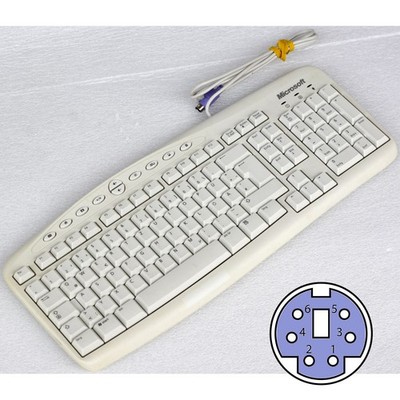 VINTAGE MICROSOFT PS2 PS/2 TASTATUR QWERTZ DEUTSCH FÜR WINDOWS 95 98 NT #M1287