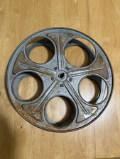 Silver tone 5 hole Vintage Antique film reel Movie Motion Picture