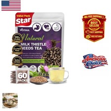 60 Count Milk Thistle Tea Bags - Caffeine-Free Herbal Detox Support