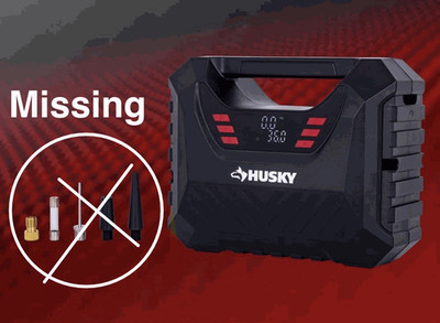 Husky 12-Volt AC/DC Portable Quick Flow Air Compressor w/ Digital Pressure Gauge