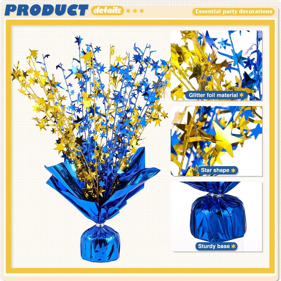 Paquete de 6 centros de mesa en aerosol de lámina metálica estrella decoración mesa ráfaga centavos... Foto 3 de 4