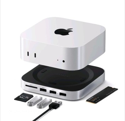 Satechi Mac mini M4 Hub & Stand with NVMe SSD 2xUSB A SD Card Reader