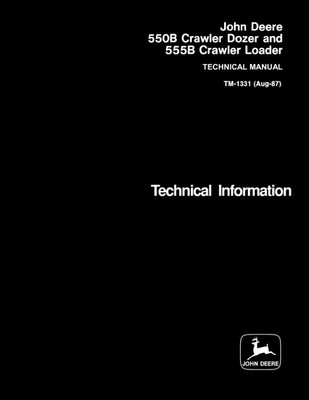 John Deere 550B, 555B Crawler Dozer Loader Service Manual Repair Shop Technical