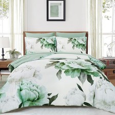 Green Comforter Set King Size 7 Piece Bed in a Bag King, Sage Green Floral