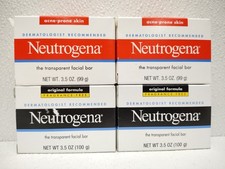 LOT OF 4 Neutrogena facial bar soap 2 for acne prone skin 3.5 oz each old stock
