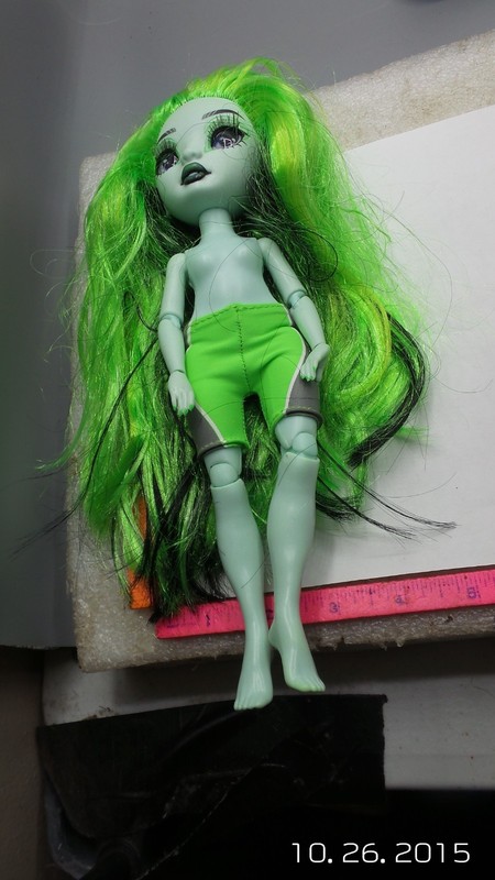 MGA Rainbow High Shadow High Neon Shadow Harley Limestone Doll Green Hair 
