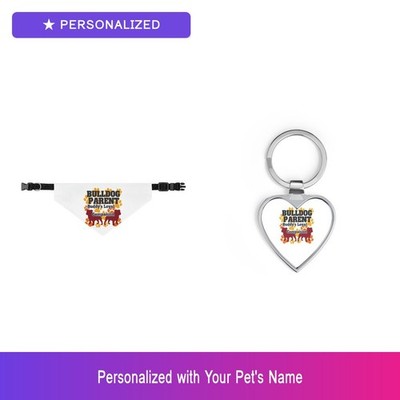 Custom Bulldog Gift Set Bandana Keychain Personalized Pet Name Easter Gift