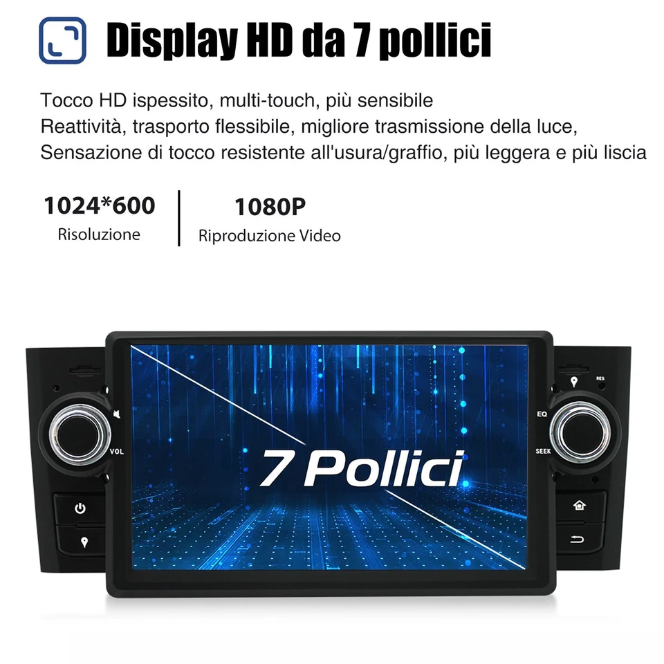 Android 14 Autoradio Carplay Per Fiat Grande Punto Linea 2007-2012 GPS Navi WIFI - Immagine 4 di 4