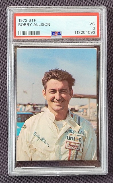 1972 STP Corporation Bobby Allison NASCAR Rookie Card Graded PSA 3 VG