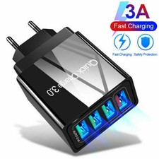 4 Port Fast Quick Charge QC3.0 USB Hub Wall Charger Power Adapter US EU UK Plug