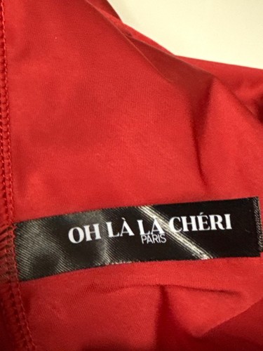Lencería para mujer Oh La Cheri Paris camisón rojo espalda abierta talla pequeña mediana - Imagen 8 de 10