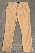 Talbots Women Signature Velvet Straight Leg Pants Sz 10 Stretch Tan Office Work