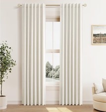 84"x42"Blackout Curtains, Guken Cream Linen Natural Back Tab Thermal Insulated