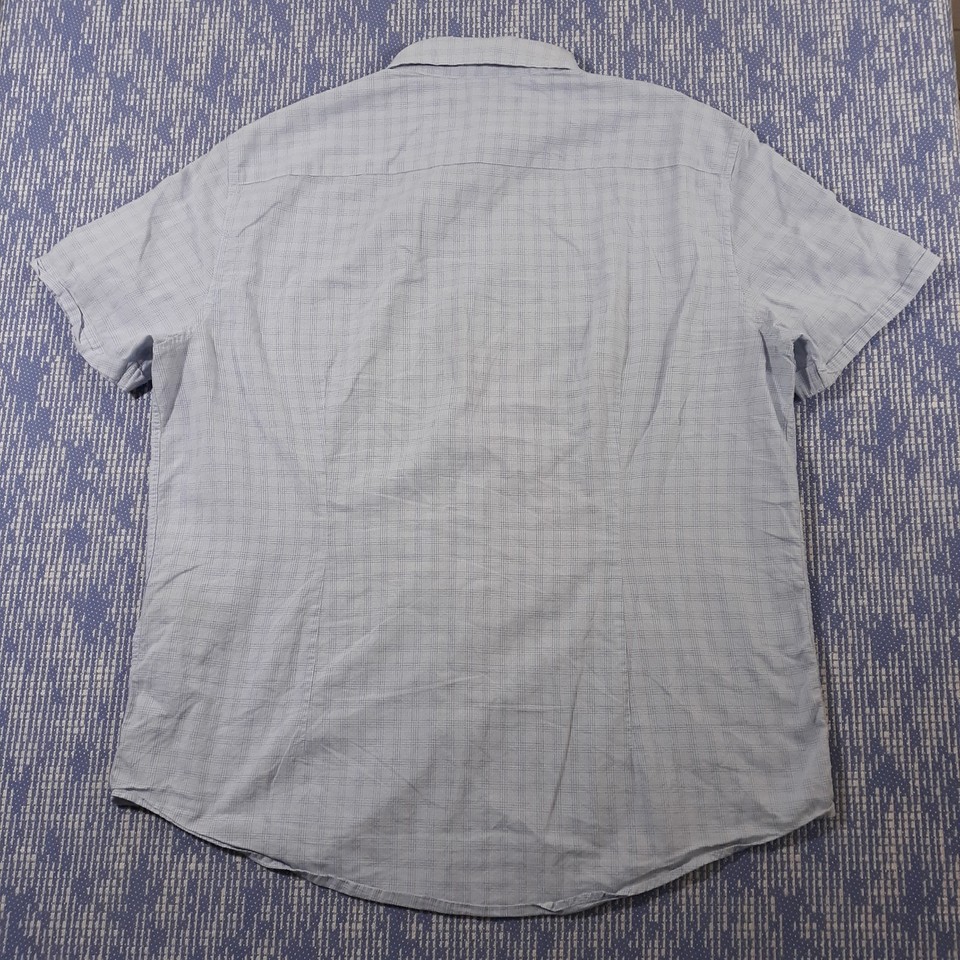 John Varvatos USA Shirt Mens L Short Sleeve Cotton Lightweight Blue ...