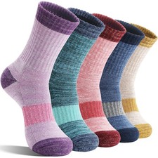 Merino Wool Hiking Socks Thermal Warm Winter Cozy Cushioned Moisture Wicking ...