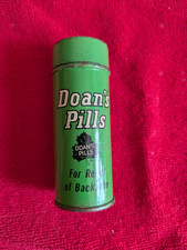 Vintage Green Doans Pills Tin 3 1/4 Tall Empt...
