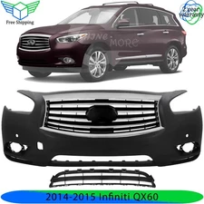 Front Bumper Cover Paintable & Grille Assembly Kit For 2014-2015 Infiniti QX60