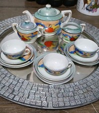 Vintage Hand Painted 14 Pc Lusterware Complete Tea Set Made In Japan