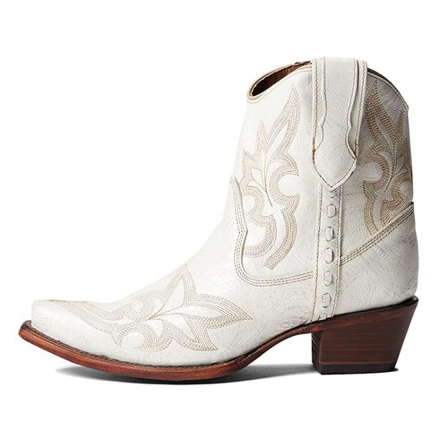 Corral Women's Embroidery Zipper Ankle Leather Boots Snip Toe Low Heel Size 7.5