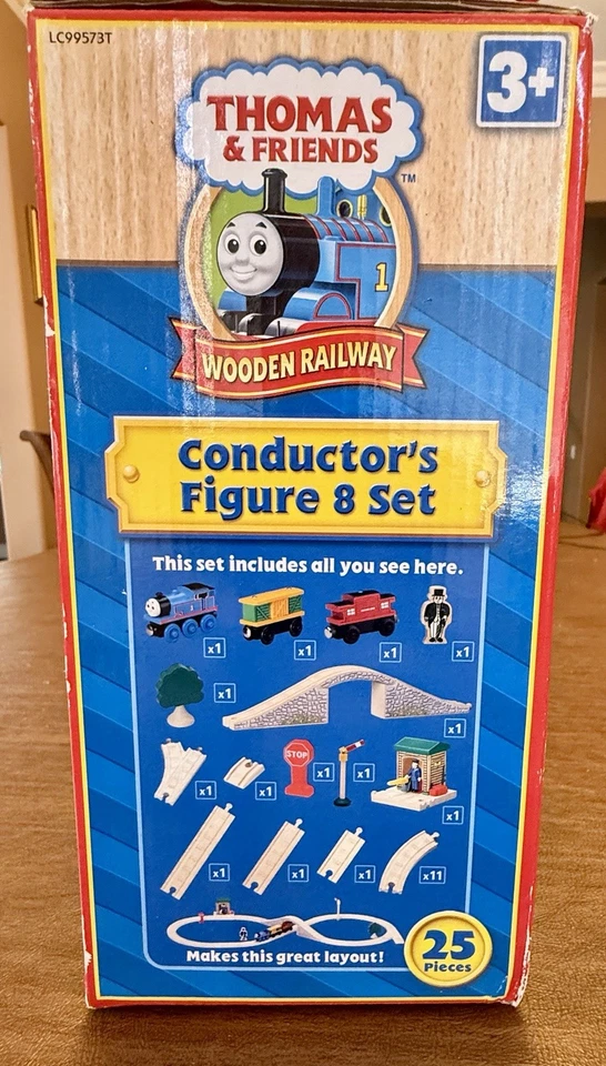 Juego de 8 figuras de conductor de vagón de carga raras de ferrocarril de madera Thomas de colección nuevas en caja Foto 4 de 4