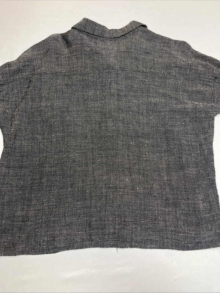 Eileen Fisher Womens Petite Large Tweed Linen Blend Long Sleeve Blouse - Image 4 of 4
