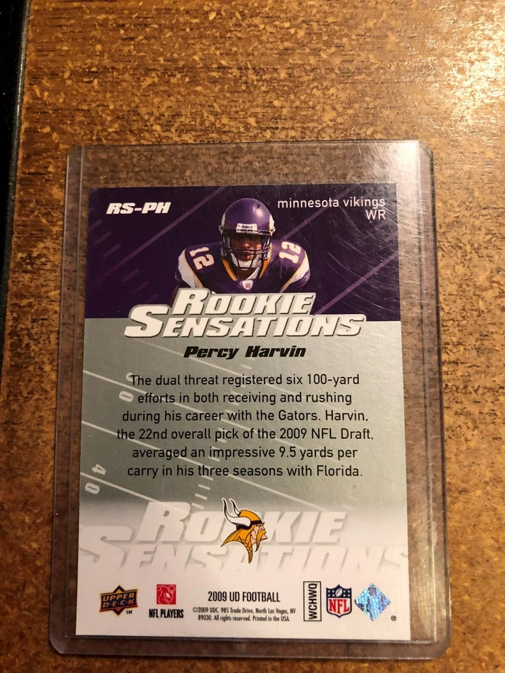 2009 Upper Deck Football Rookie Sensations # RS-PH Percy Harvin - Image 2 of 4