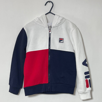Sweat à capuche FILA enfant garçon blanc rouge bleu fermeture