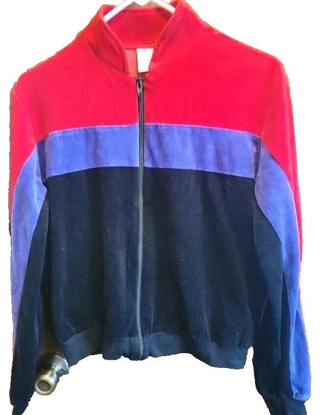Jantzen 80s Velour Full Zip Jacket Women Size Med Pockets