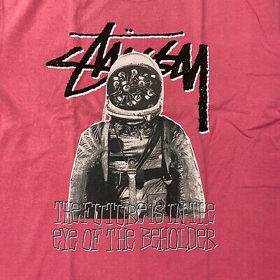 Stussy Spaceman Tee Mens XL Pink Pigment Dyed Astronaut 8
