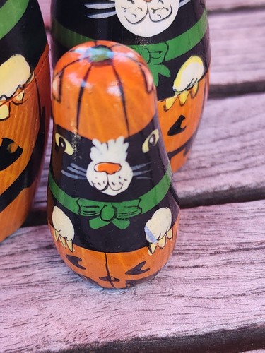 Halloween Nestpuppen 5er Set Katzen Kätzchen Kürbisse - gebraucht fehlende Farbe - Bild 9 von 17
