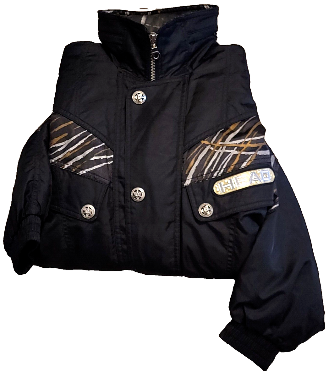Vintage Head Sportswear Leslie Fay Black Gold Silver Ski Jacket