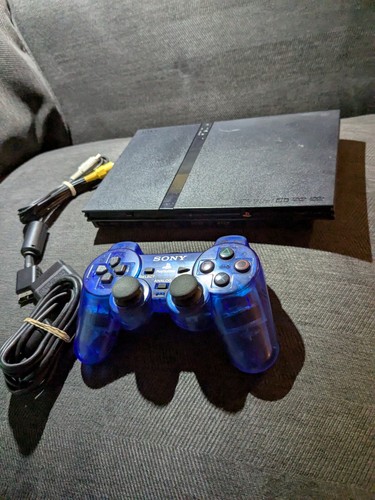Sony PlayStation 2 Slim PS2 SCPH-70012 Console Lot Clear Blue Controller. Tested